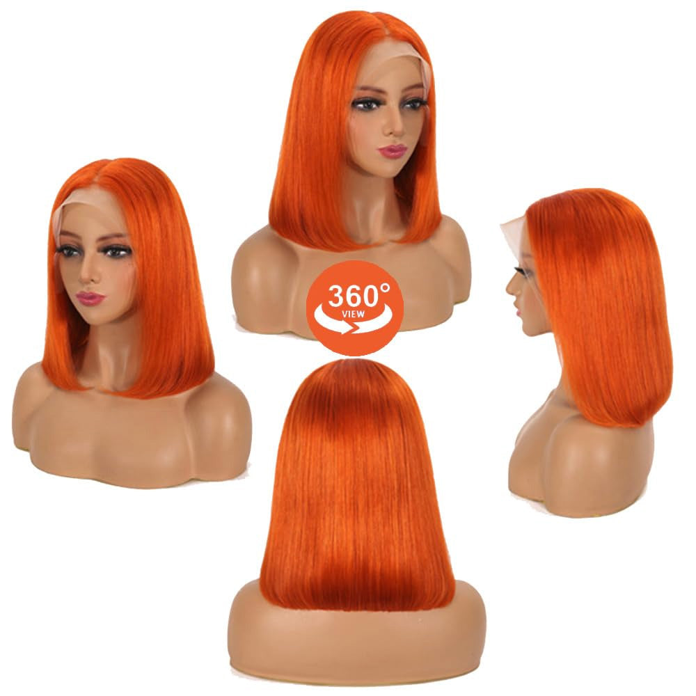 ginger bob wig human hair 13x4 HD Lace Front Wigs orange glueless wigs for women Straight Short Bob Lace Front Wigs Pre Plucked with Baby Hair