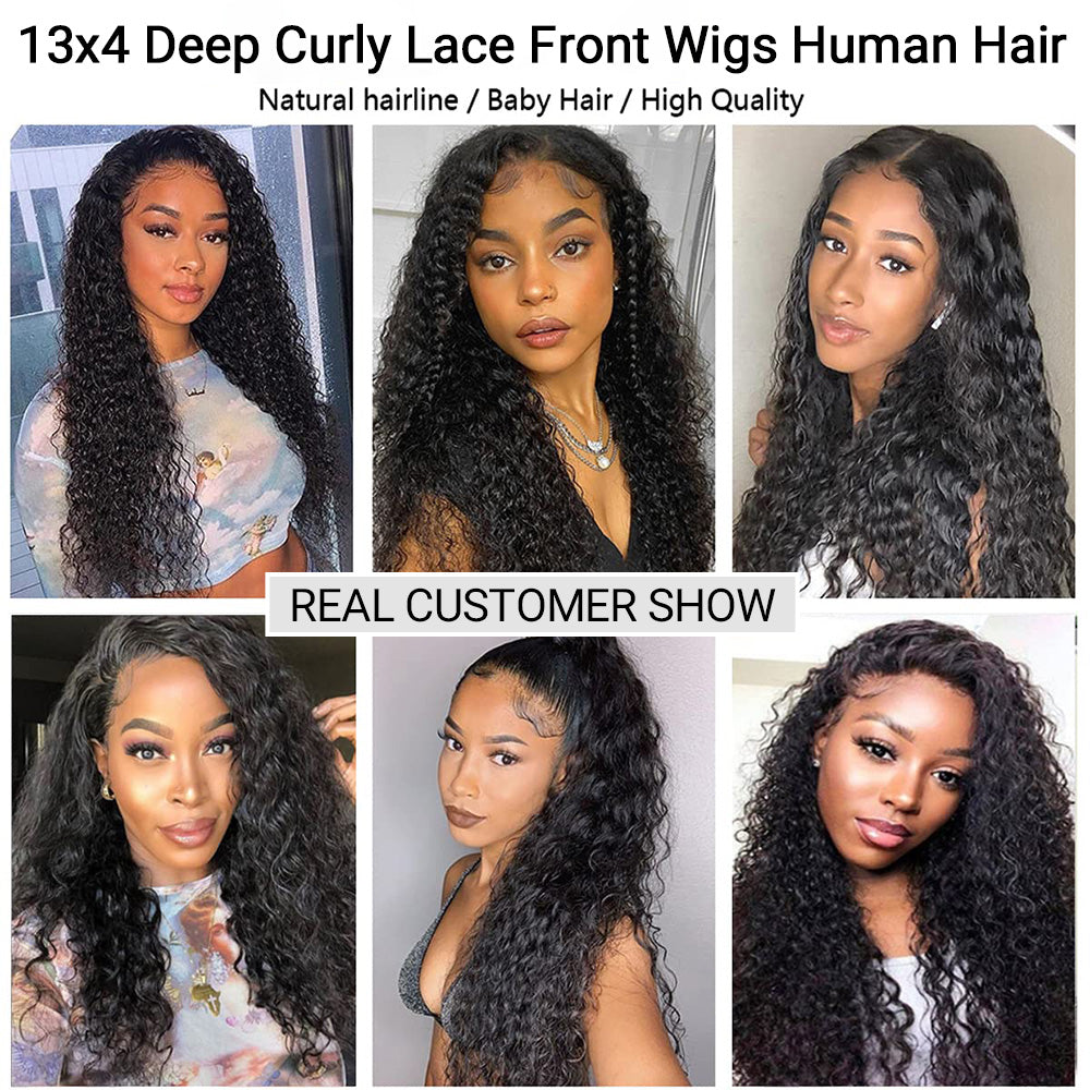 13x4 HD LaceDeep Wave Lace Front Wigs for Black Women