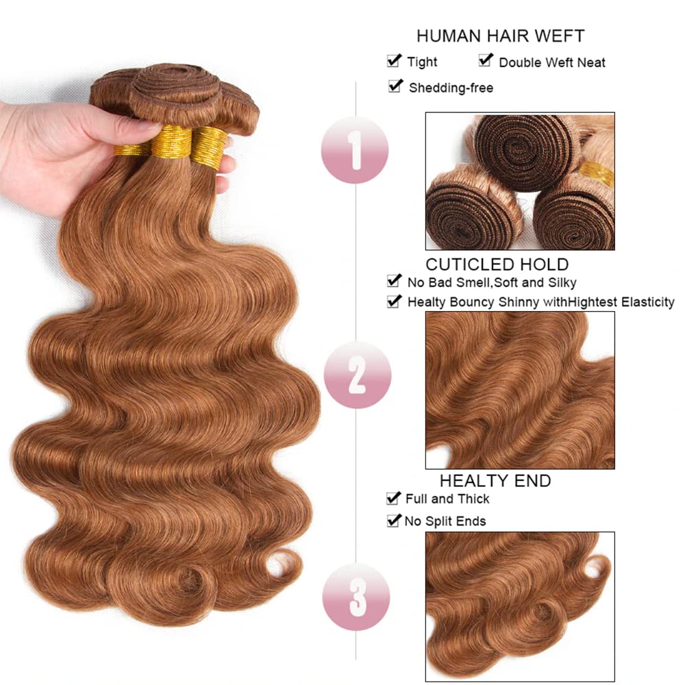 Color 30 Body Wave 3 Bundles For Black Women
