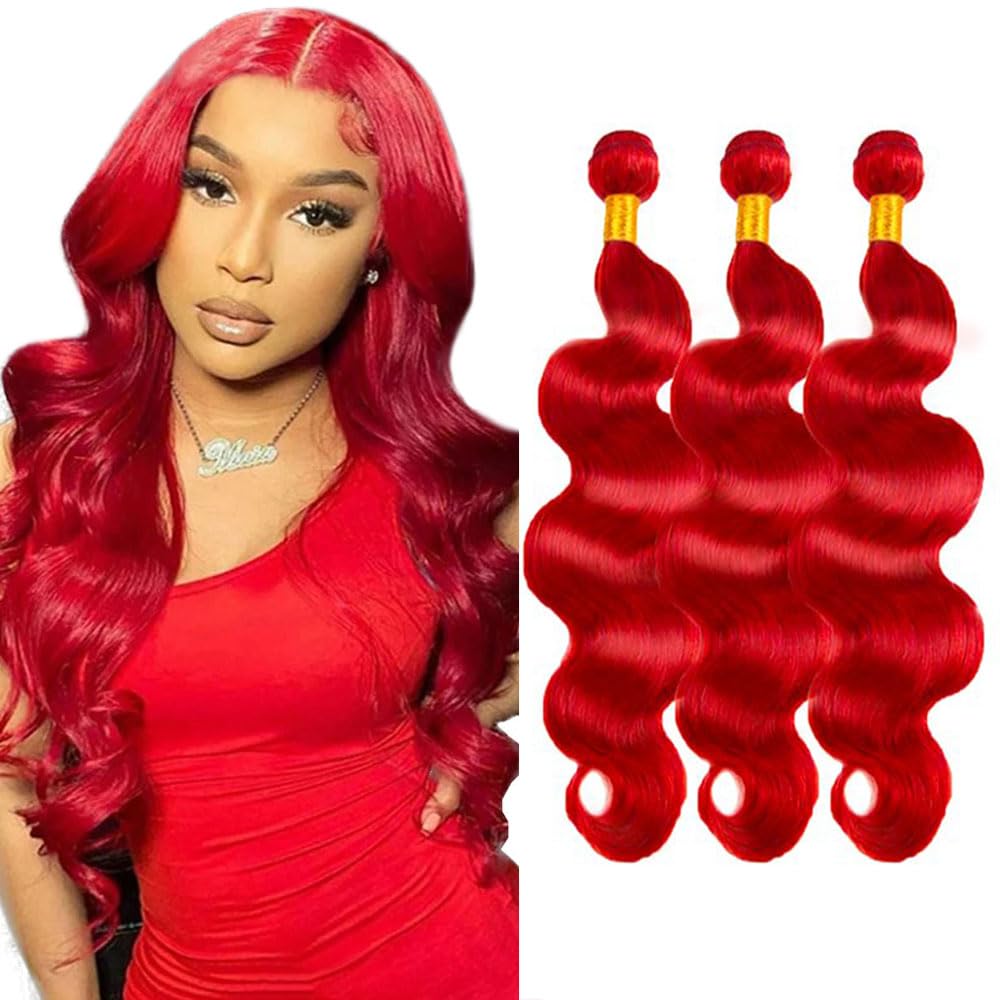 Body Wave Wine Red 3 Bundles For Black Women