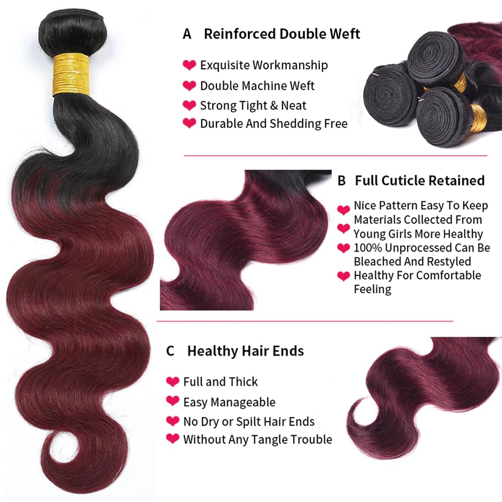 Body Wave 99J 3 Bundles For Black Women