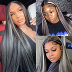 Platinum Blonde Highlights HD Lace 13x4 Lace Frontal Wig Mix Color Wig