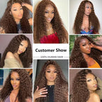 Ombre Brown Lace Front Wigs Human Hair Pre Plucked Curly Wave Brazilian Virgin Hair 13X4 HD Transparent Lace Frontal Wigs with Baby Hair