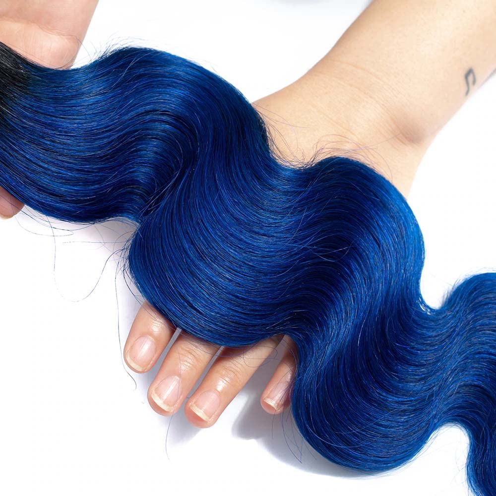 Body Wave T1B Blue 3 Bundles For Black Women