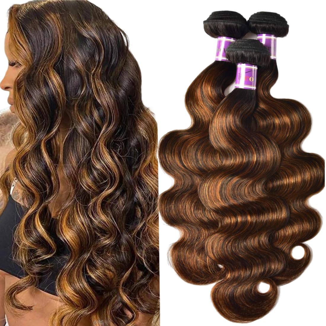 Body Wave Brown Highlight 3 Bundles For Black Women