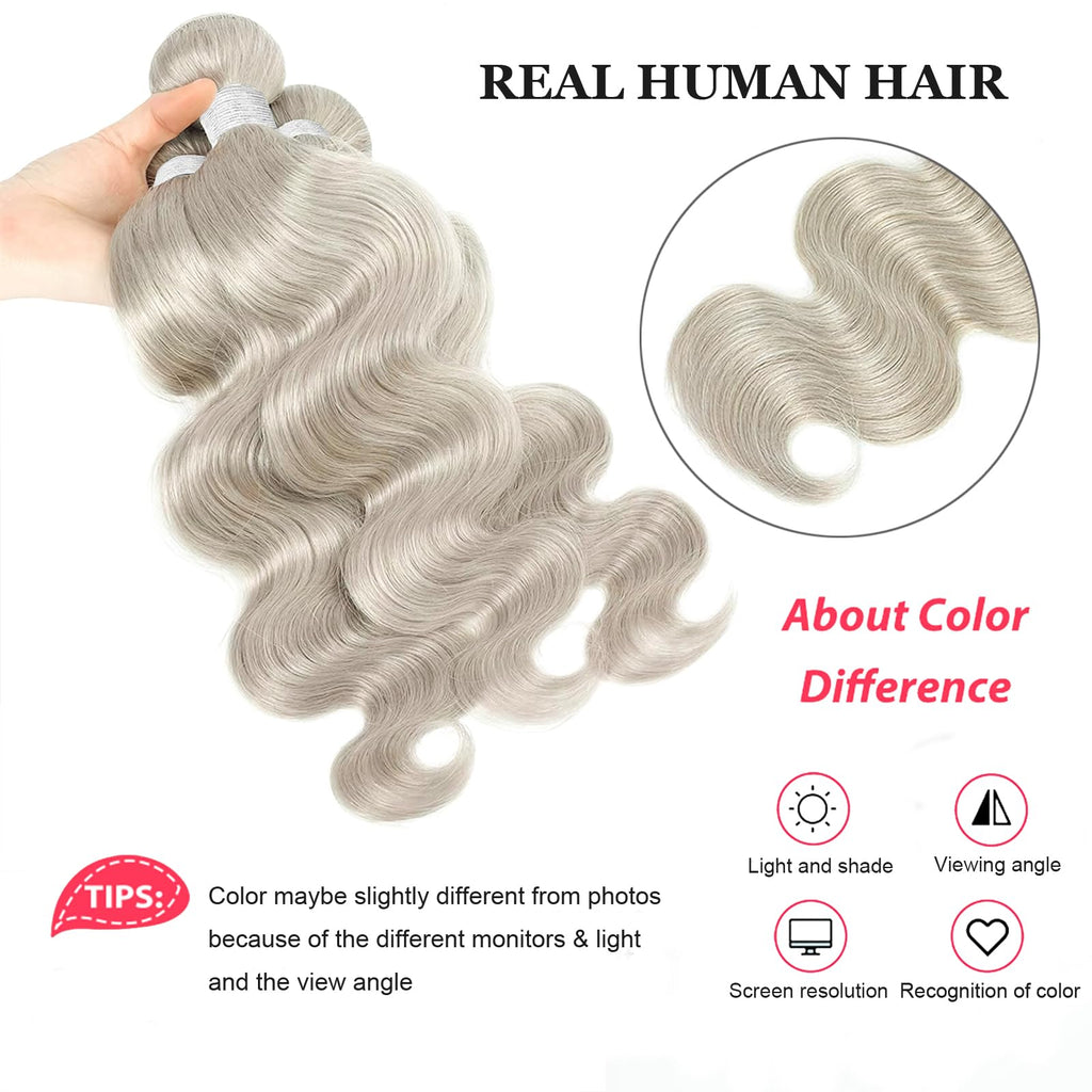 Body Wave Platinum Silver 3 Bundles For Black Women