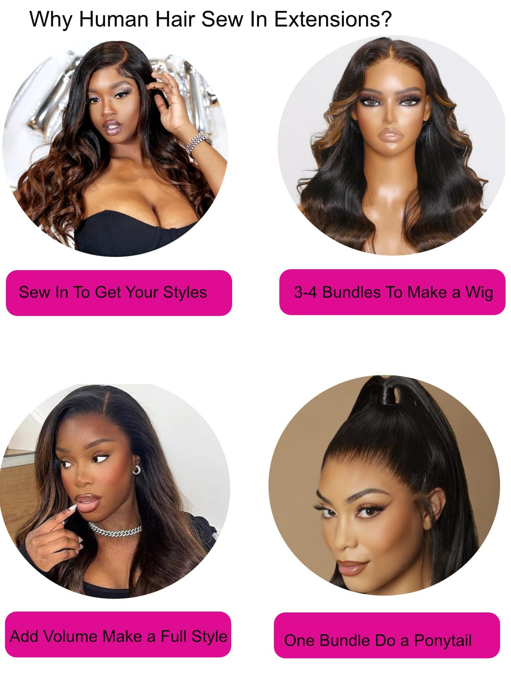 Body Wave Chestnut Brown Ombre 3 Bundles For Black Women