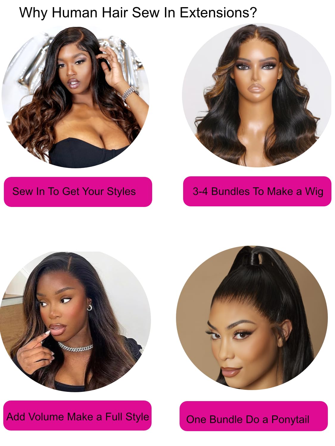 Body Wave Chestnut Brown Ombre 3 Bundles For Black Women