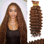 Deep Wave Auburn Ginger 3 Human Braiding Hair  For Black Women