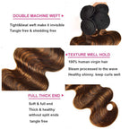 Body Wave Brown Highlight 3 Bundles For Black Women