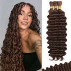 Deep Wave Chocolate Brown 3 Human Braiding Hair  For Black Women