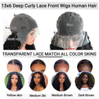13x6 HD Lace Front Perücke tief gewellt Echthaar für schwarze Frauen 