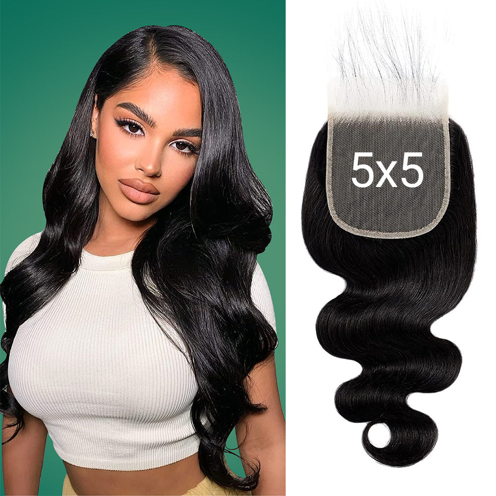 5x5 HD Lace Closure Body Wave Brazilian Virgin Hair Pre-Plucked