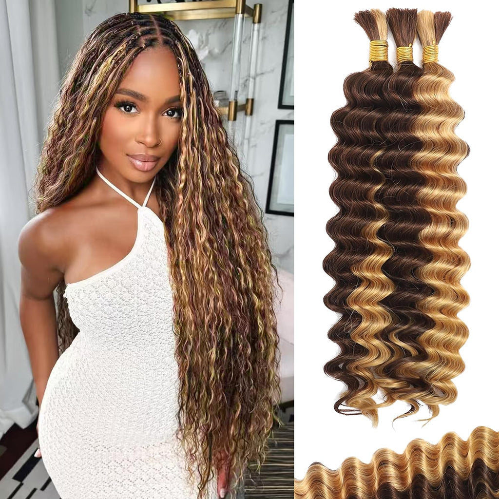 Deep Wave Highlight Ombre Balayage 3 Human Braiding Hair For Black Women
