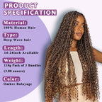 Deep Wave Highlight Ombre Balayage 3 Human Braiding Hair For Black Women
