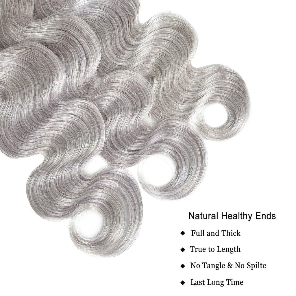 Body Wave Silver Gray 3 Bundles For Black Women