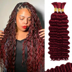 Deep Wave 99J Red Burgundy 3 Human Braiding Hair For Black Women