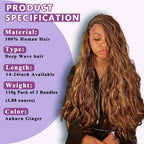 Deep Wave Auburn Ginger 3 Human Braiding Hair  For Black Women