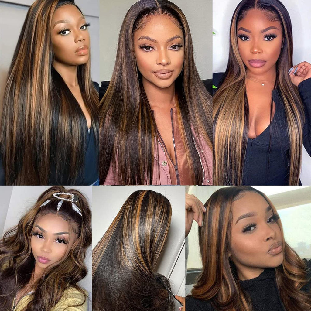 Honey Blonde Straight 3 Bundles with Lace Closure