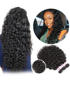 Water Wave Hair 3 Bundles with Lace Closure
