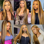 Honey Blonde Straight 3 Bundles with Lace Closure