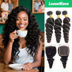 Loose Wave Hair 3 Bundles with Lace Closure