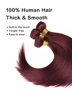 1B/99J Burgundy Red Straight Bundles（3 Bundles）