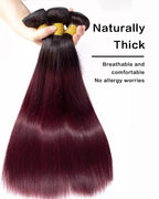 1B/99J Burgundy Red Straight Bundles（3 Bundles）