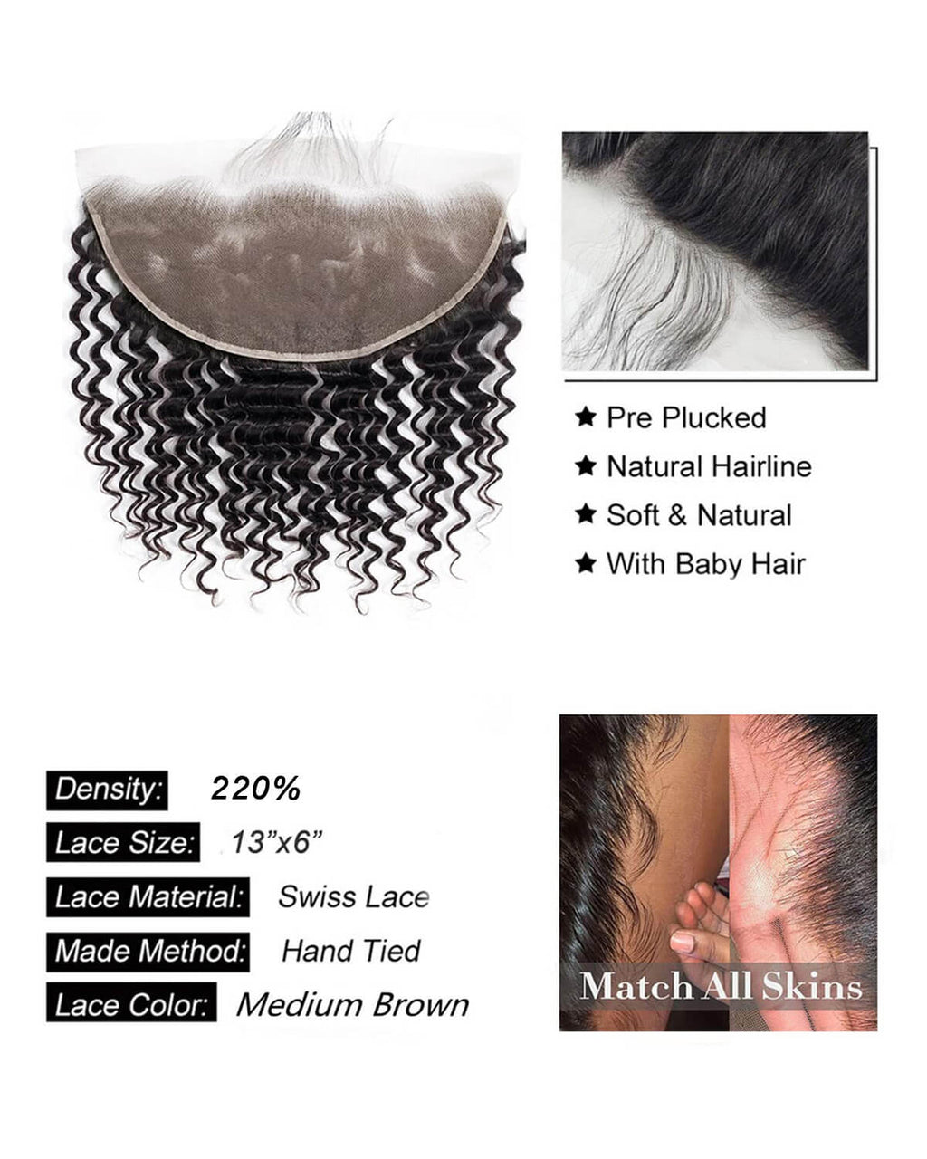 HD Lace Frontal Wigs Deep Wave Human Hair