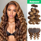 Brown Ombre 3 Bundles with Lace Closure