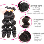 Loose Wave Hair 3 Bundles with Lace Closure