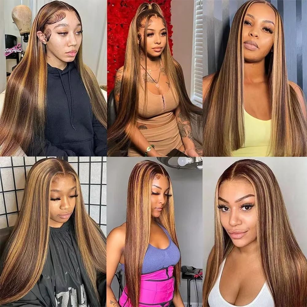 Honey Blonde Straight 3 Bundles with Lace Closure