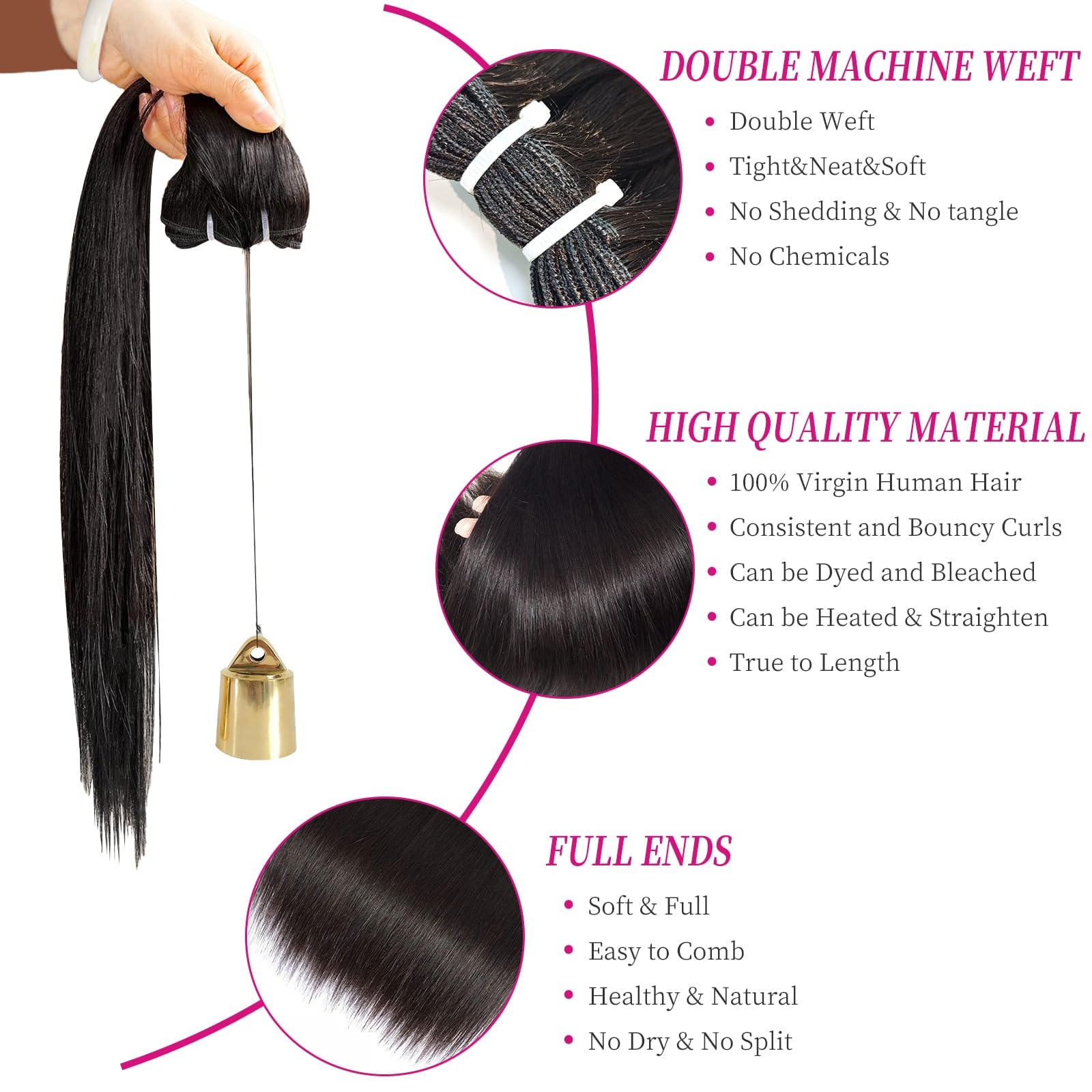 16A Straight Human Hair 100g per Bundles (Single Bundle)