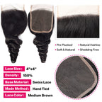 Loose Wave Hair 3 Bundles with Lace Closure