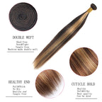 Honey Blonde Straight 3 Bundles with Lace Closure