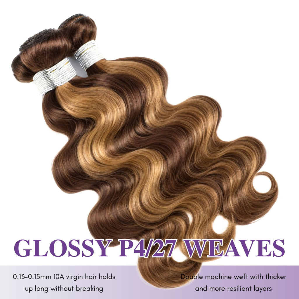 Brown Ombre 3 Bundles with Lace Closure