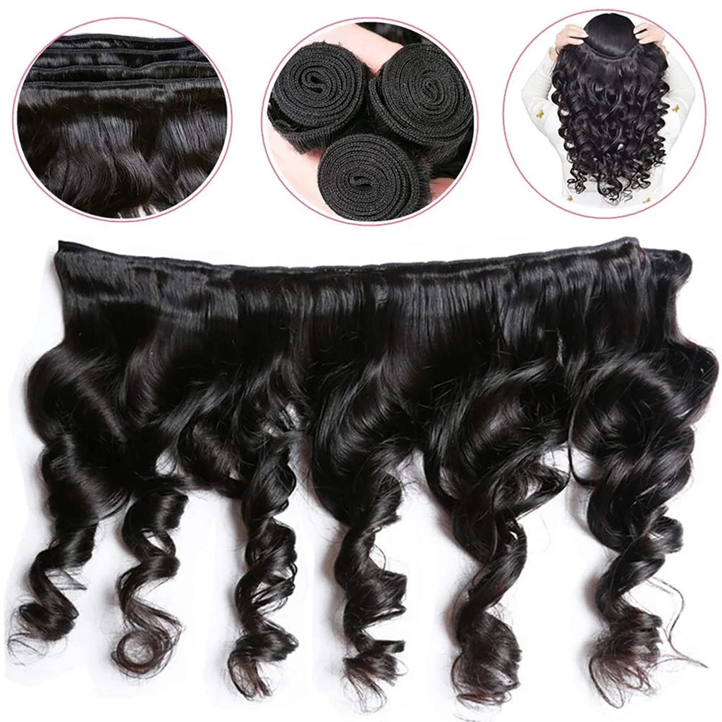 Loose Wave Hair 3 Bundles with Lace Closure