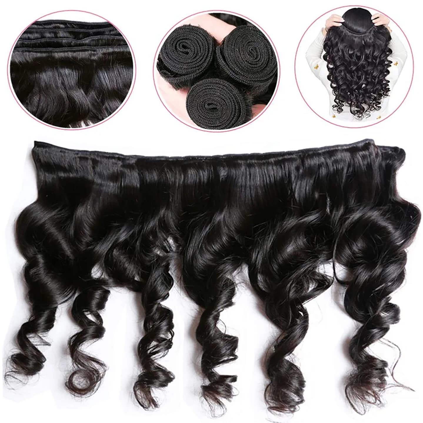 Loose Wave Hair 3 Bundles with Lace Closure