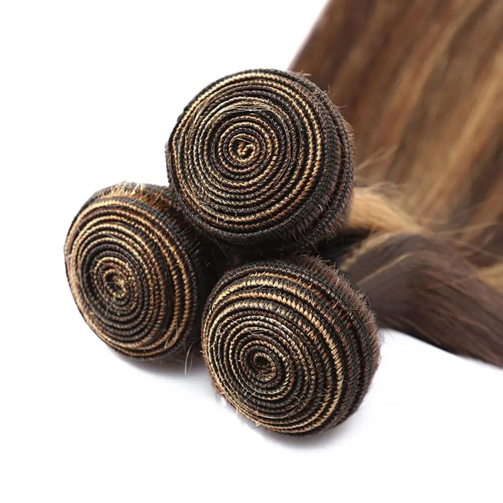 Ombre Highlight Straight 3 Bundles with Lace Closure