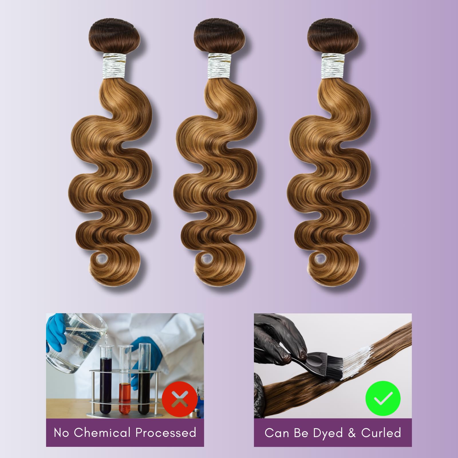 Brown Ombre 3 Bundles with Lace Closure