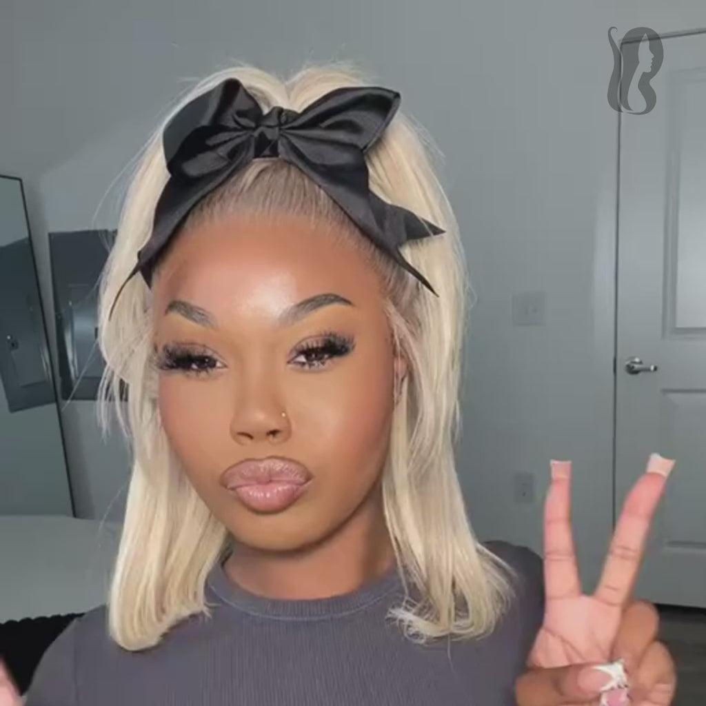 613 Blonde Short Bob Wig Human Hair 13X4 Lace Front Wigs with Baby Hair for Black Women Pre Plucked Straight Brazilian Virgin Hair Lace Frontal Wig