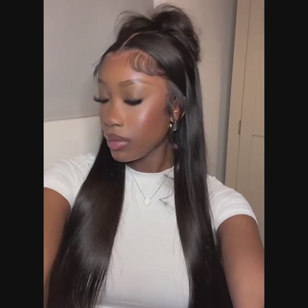 13X6 HD Lace Front Wigs Human Hair Wigs with Baby Hair for Black Women Pre Plucked Straight Brazilian Virgin Hair Lace Frontal Wig Natural Black