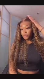 Brown Blonde Curly Hair 3 Bundles with Lace Closure