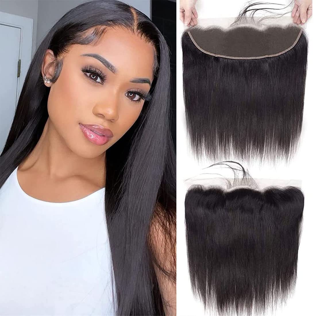 13x4 HD Lace Frontal | Glattes menschliches Haar | Vorgezupfter natürlicher Haaransatz