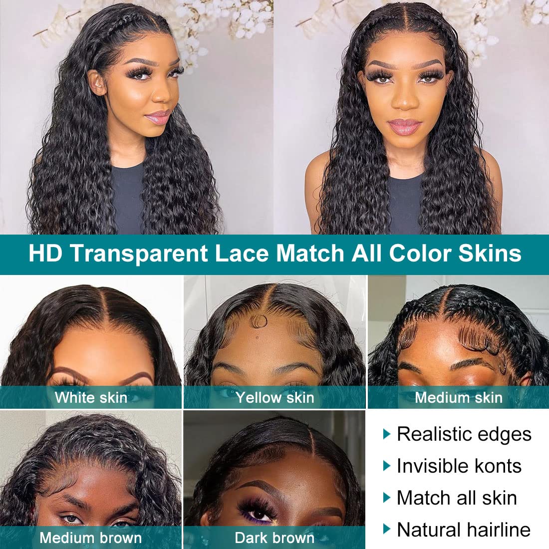 13x4 HD LaceDeep Wave Lace Front Perücken für schwarze Frauen