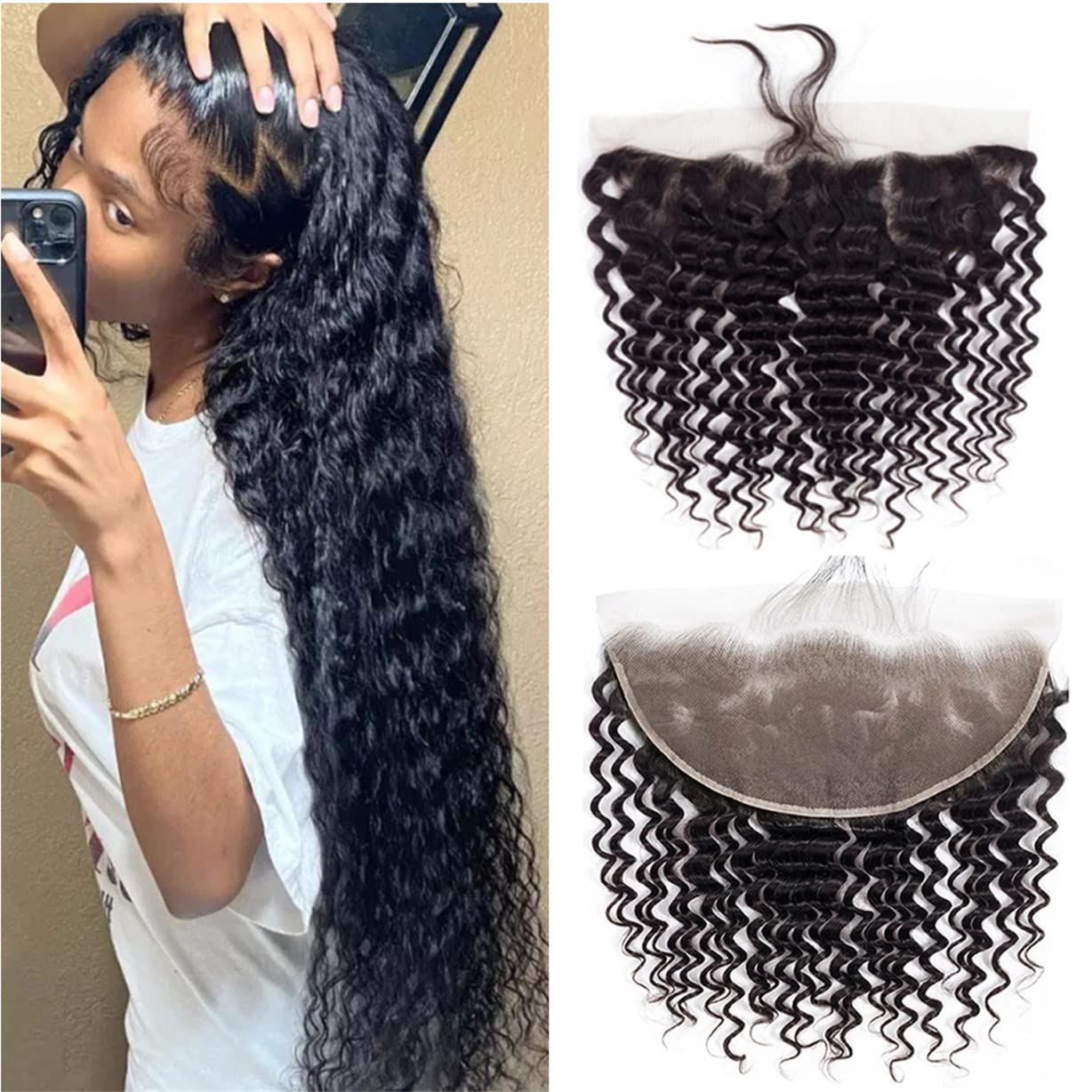 HD Lace Frontal 13x4 E2E Deep Wave Human Hair Pre-Plucked Hairline