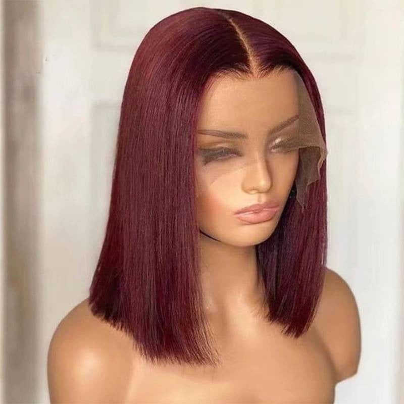 99 J Burgundy Wigs Straight Short Bob Wig