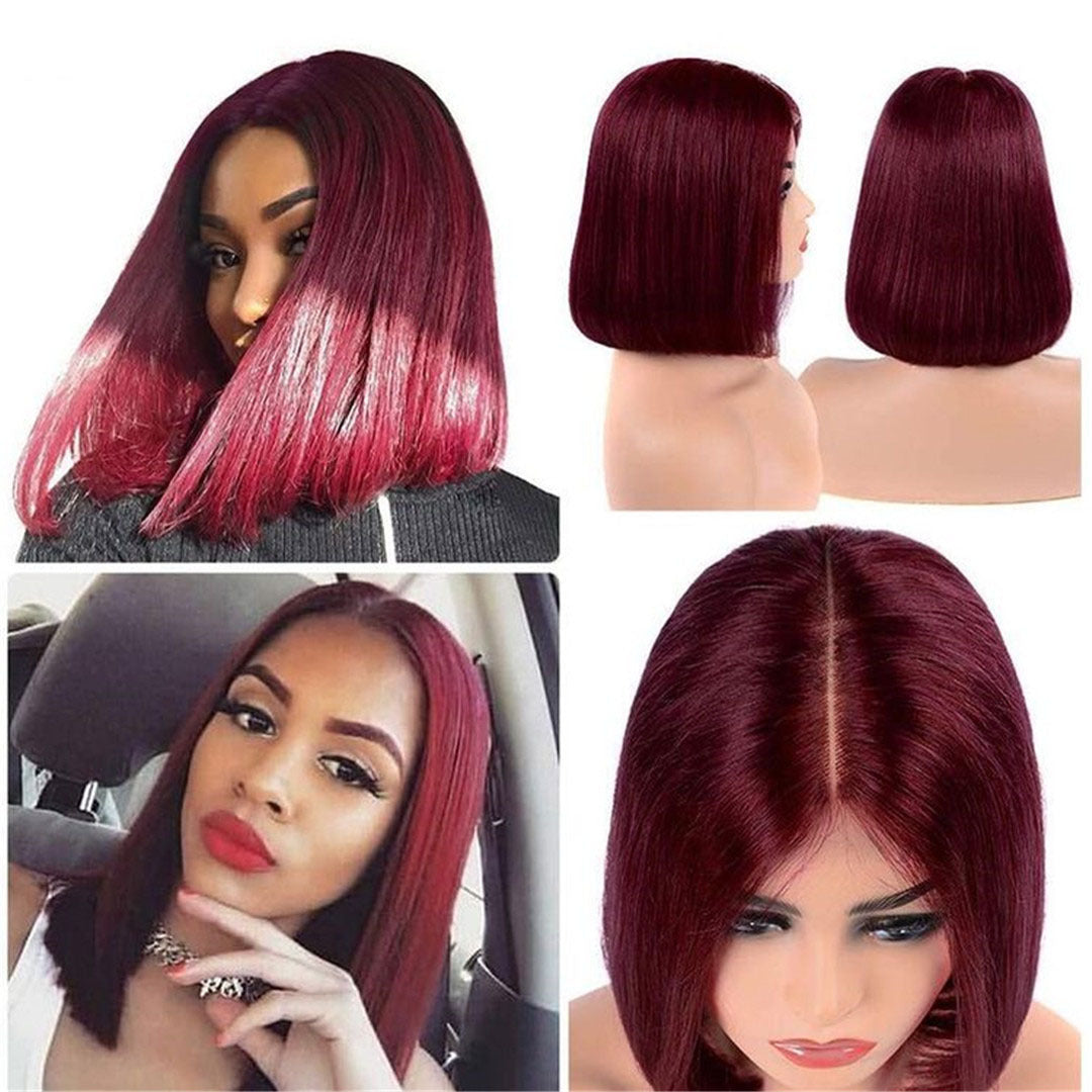 99 J Burgundy Wigs Straight Short Bob Wig